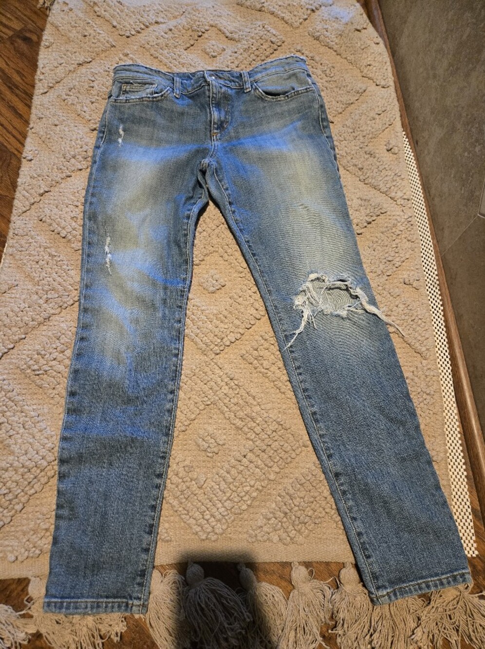 Joe's Jeans Womens Light Blue Skinny Distressed Denim